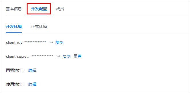 开发配置界面