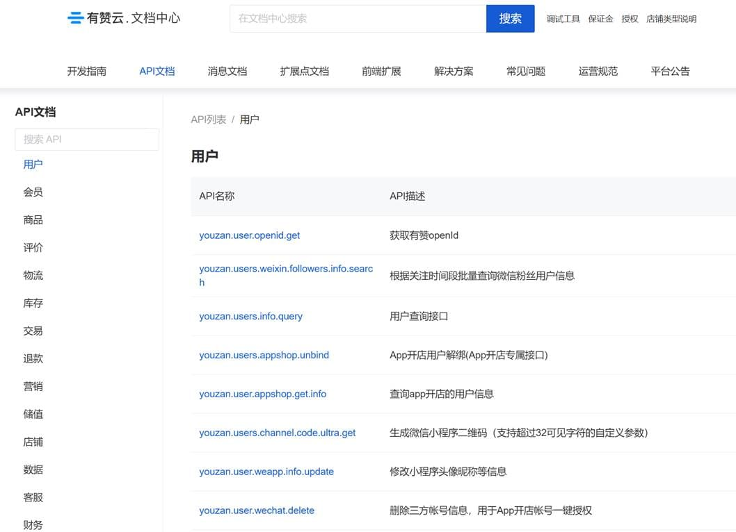 有赞接口示意图